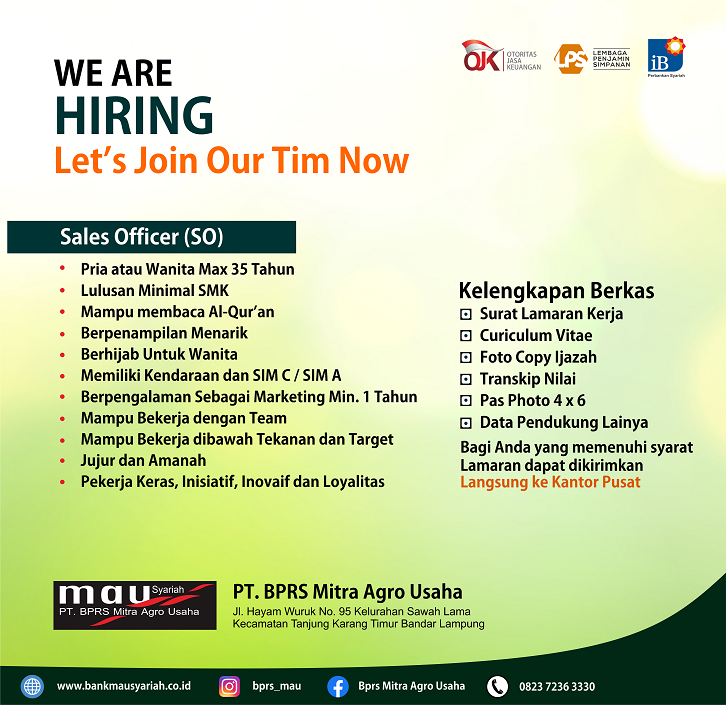 Lowongan Pekerjaan Sales Officer (SO)