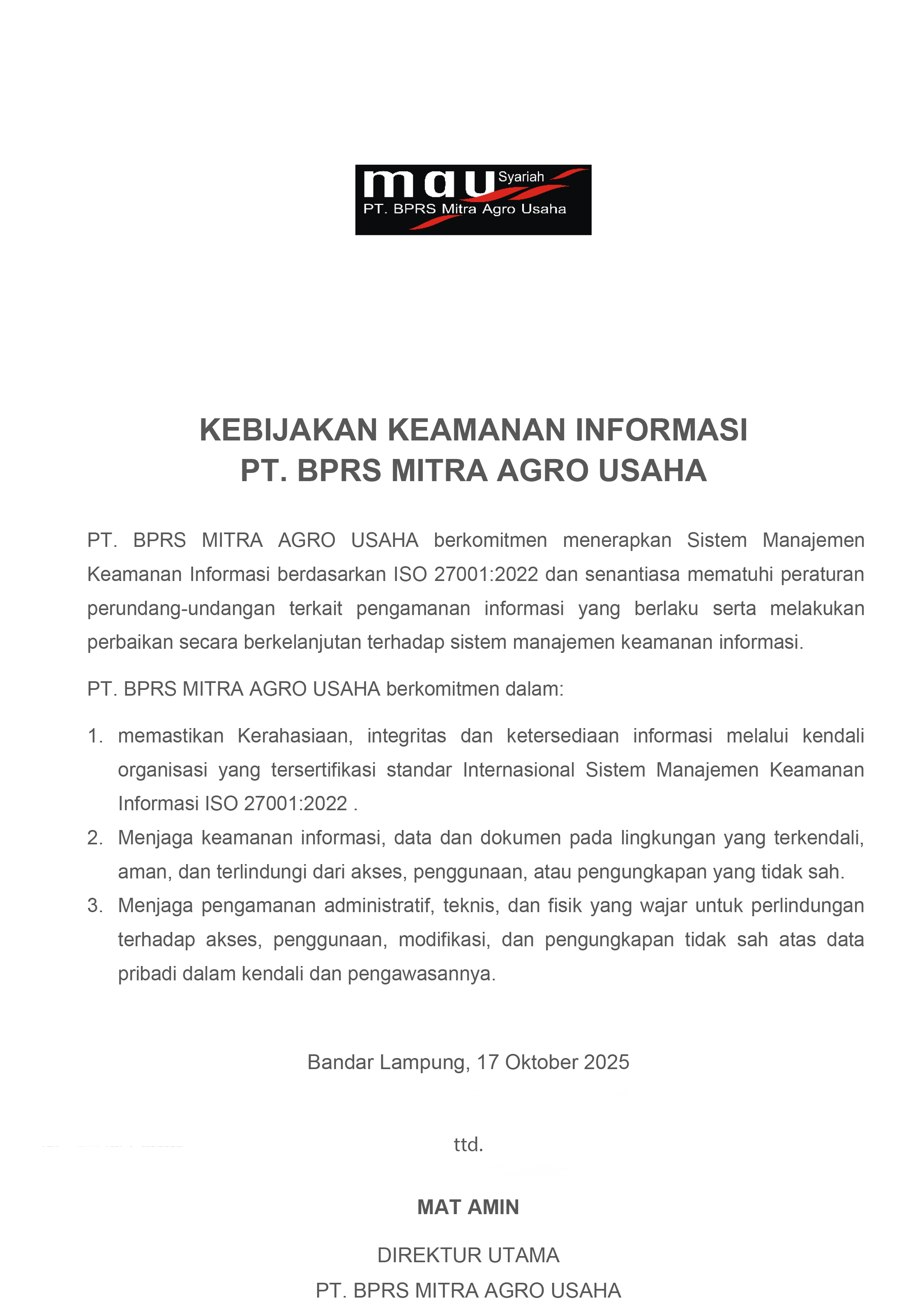 Surat Kebijakan Informasi