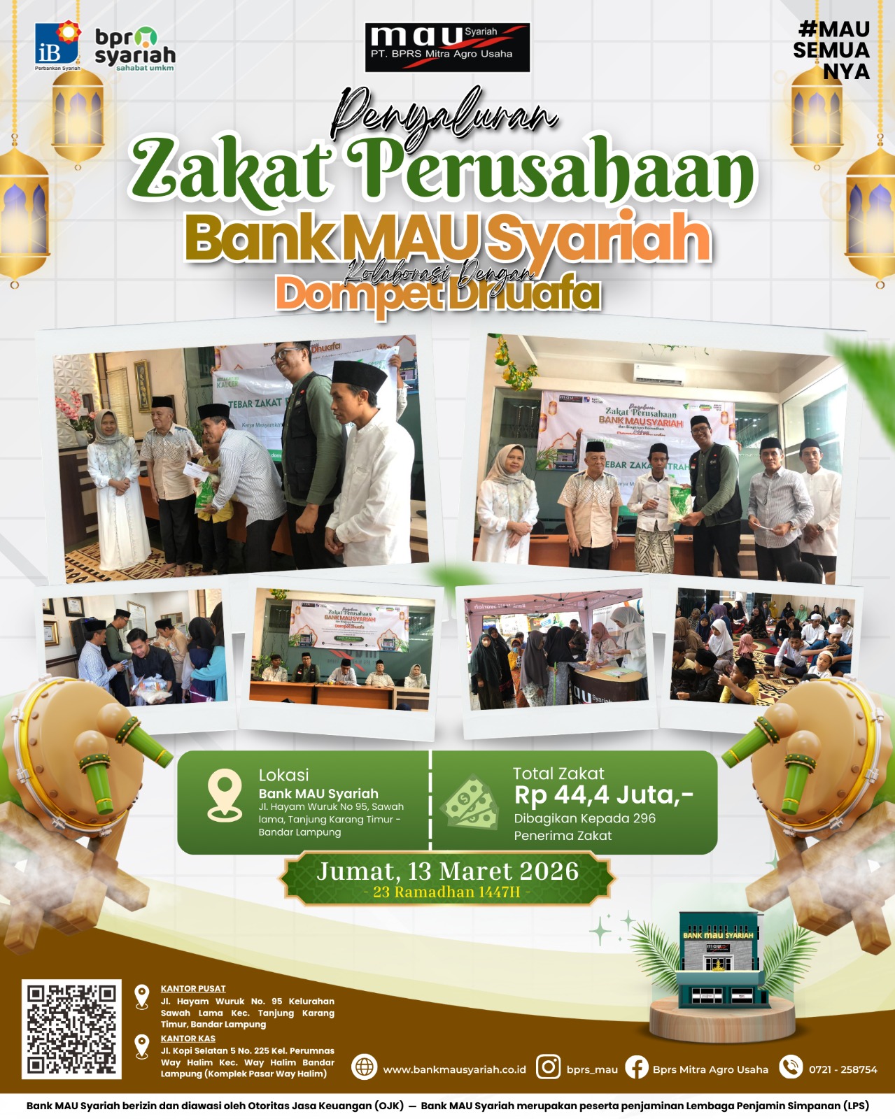 Kegiatan Penyaluran Zakat Perusahaan Bank MAU Syariah Bersama Dompet Dhuafa